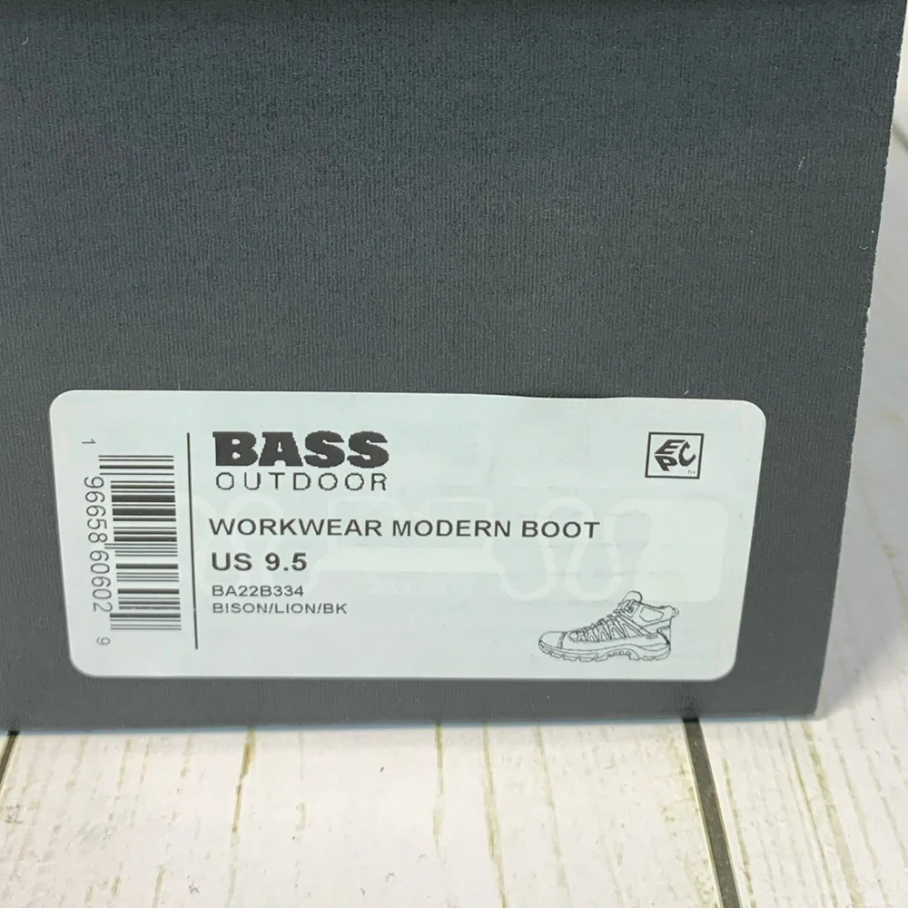New Bass Outdoor Leather Work Hiking Hunting Boot Brown Black Men's Size 9.5